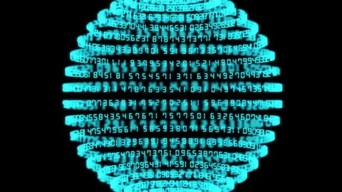 Rotation of a numeric planet. cinematographic background. seamless loop. Stock Footage 81675176