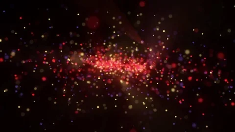 The rotation of the particles of different colors and light rays Stock Footage 82500043