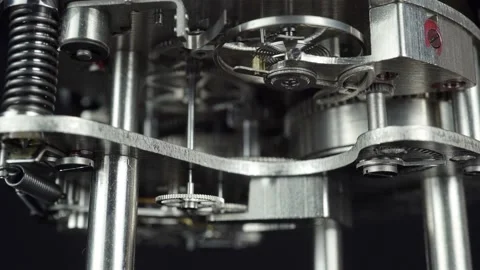 Rotation Of The Pendulum Of The Aviation Mechanical Chronometer Close Up. Stock Footage 232130401