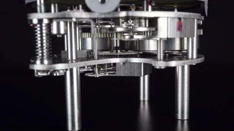 Rotation of the Pendulum of a Retro Aviation Mechanical Clock. Stock Footage 232130399