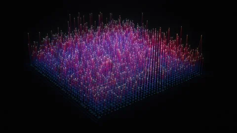Rotation pink blue big data network dots squared geometric shape motion design Stock Footage 196107297