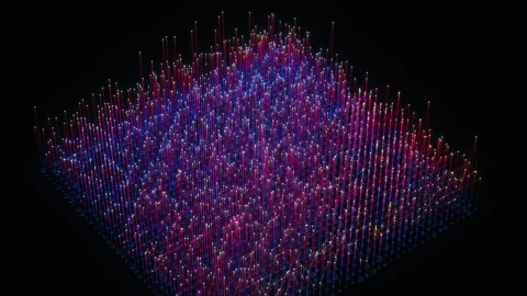 Rotation pink purple big data digital flow particles connection top side view Stock Footage 196107868