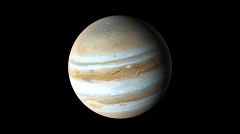 Rotation of the planet Jupiter from the dark and illuminated sides, computer Stock Illustration