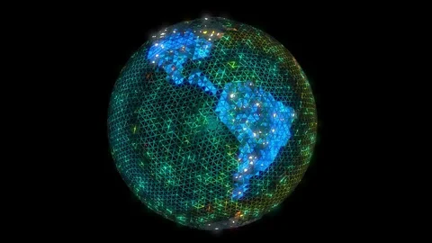 The rotation of the polygon planet Earth Video stock 128739187