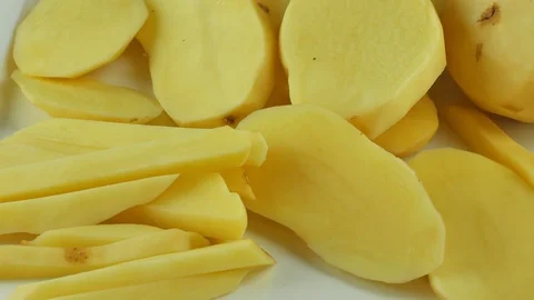 Rotation of Potato Macro Close Up Stock Footage 107186860