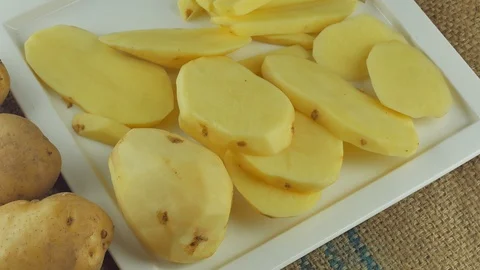 Rotation of Potato Macro Close Up Video stock 107407028