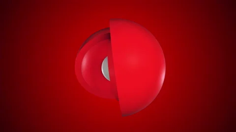 Rotation of the red hemispheres on a gradient red background. Three-dimensional  Stock Footage 154600073