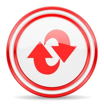 Rotation red white glossy web icon Stock Illustration