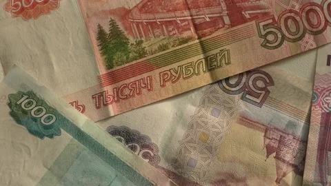 Rotation of Russian paper banknotes Stock Footage 162448569