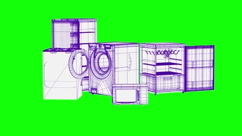 Rotation of schematic background of rotation of household appliances Stock Footage 258995043