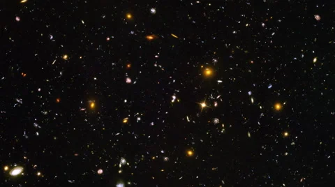 Rotation of a section of space with galaxies, nebulae and quasars Vidéo 47432816