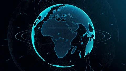 Rotation of a shining Planet Earth with particles. Abstract background with a Stock Footage 75608539