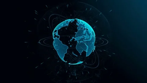Rotation of a shining Planet Earth with particles. Abstract background with a Stock-Footage 76040282