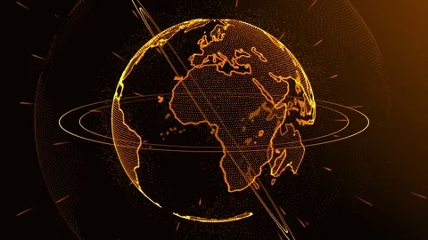 Rotation of a shining Planet Earth with particles. Abstract background with a Stock Footage 76040835