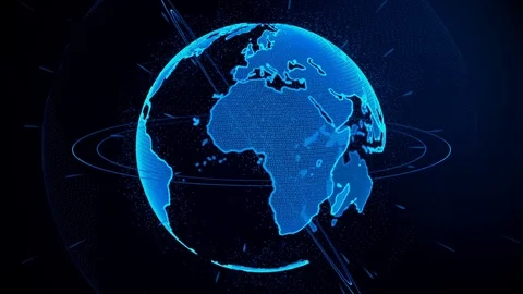 Rotation of a shining Planet Earth with particles. Abstract background with a Video stock 76040988