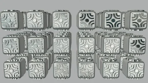 Rotation of Silver Cubes, Shapes, Elite Background, Reflection, Exclusive Stock Footage 272295088