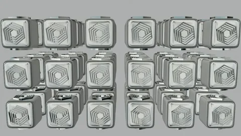 Rotation of Silver Cubes, Shapes, Exclusive, Elite Background, Reflection Stock Footage 272295023