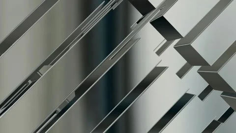 Rotation of Silver Figures, Exclusive, Background, Shapes, Reflection Stock Footage 272177062