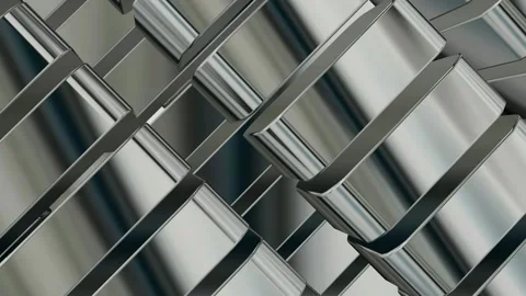 Rotation of Silver Figures, Shapes, Background, Exclusive, Reflection Stock Footage 272176742