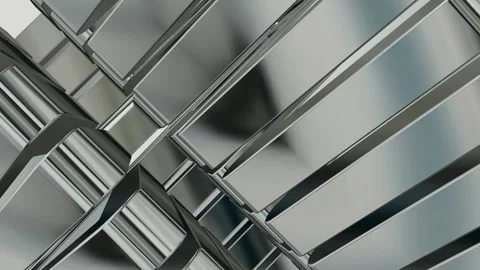 Rotation of Silver Figures, Shapes, Reflection, Exclusive, Background Stock Footage 272176624