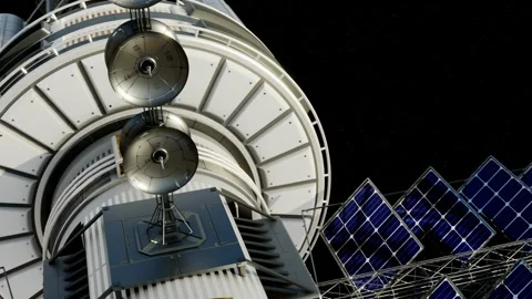 Rotation of the space station in outer space Stock Footage 162226683