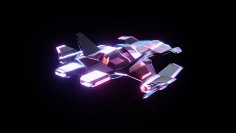 The rotation of the spaceship on a black background. Stock Footage 158970311