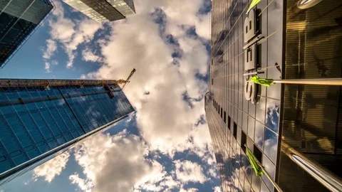 Rotation special effect of modern skyscrapers timelapse in Tallinn Stock Footage 82270587