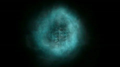 Rotation tech energy &amp; flare dynamic rays fiber light in smoke background. Stock Footage 776659
