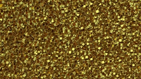 Rotation of a Thousand Gold Cubes, Looped, Reflection, Exclusive, Unique Design Stock Footage 303934589