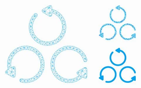 Rotation Vector Mesh Carcass Model and Triangle Mosaic Icon Stock Illustration