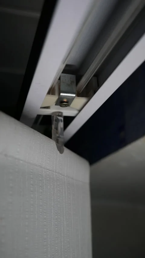 Rotation vertical fabric blinds, close-up. home comfort concept Stock Footage 297413851