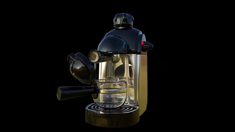 Rotation Video 2K3d coffee machine  on a black background Video stock 242799935