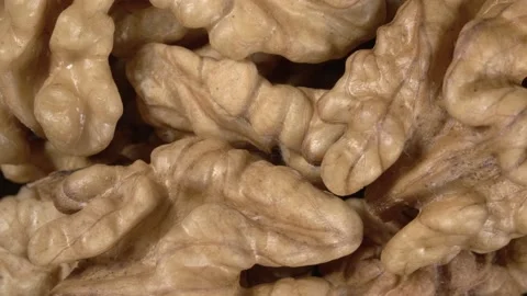 Rotation of walnuts close up. Kernels close-up. Super macro. Stock Footage 143570275