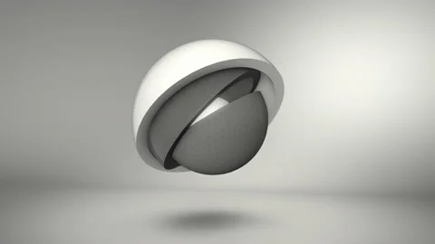 Rotation of the white hemispheres. White background. Black and white photo. Mono Stock Footage 151612662
