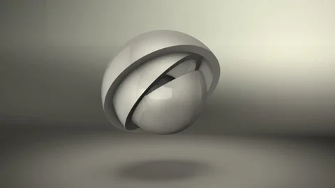 Rotation of the white hemispheres. White background. Black and white photo. Mono Stock Footage 151612958