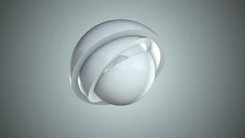 Rotation of the white hemispheres on a white background. Three-dimensional anima Stock Footage 154593569
