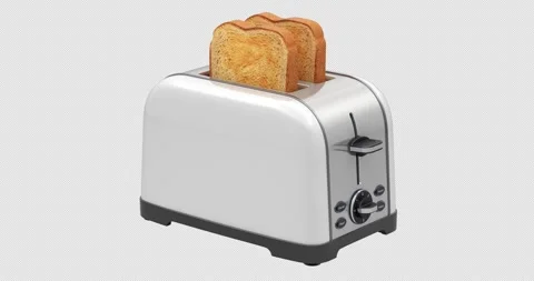 Rotation of white toaster with toasted bread Stock Footage 297165139