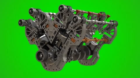 Rotation of working engine isolated on green screen Stock Footage 46859102