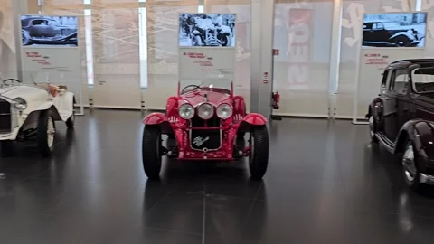 Rotational Footage on All of Old Classics from Alfa Romeo Museum. Close Up Look Stock Footage 324066337