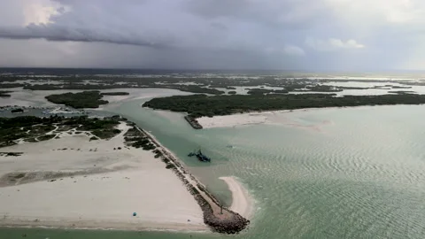 Rotational view of puerto de abrigo in Yucatan Mexico Stock Footage 159385937