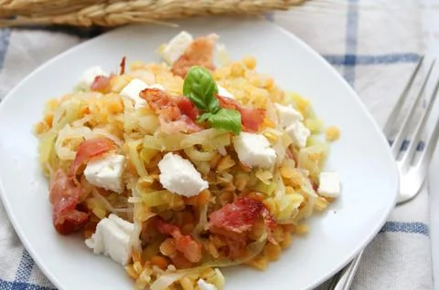 Rote linsen Foto stock