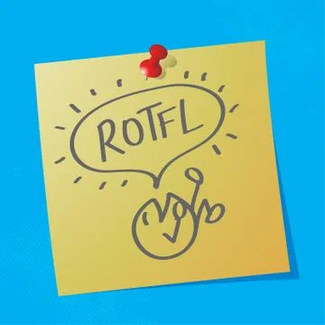 "rotfl" handwritten acronym message on sticky paper, eps10 vector illustration Stock Illustration