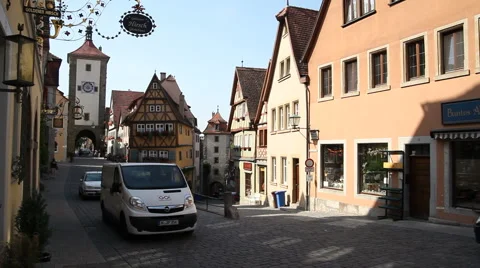 Rothenburg Street Scene Stock Footage