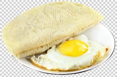 Roti bread with poached egg Stock Photos