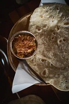 Roti served with dipping.. Stock Photos