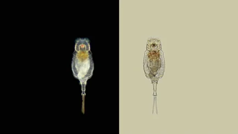Rotifers Trichotria sp. under the microscope, Trichotriidae family, tail (leg Stock Footage 131816158