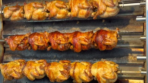 Rotisserie chickens Stock Footage 280792011
