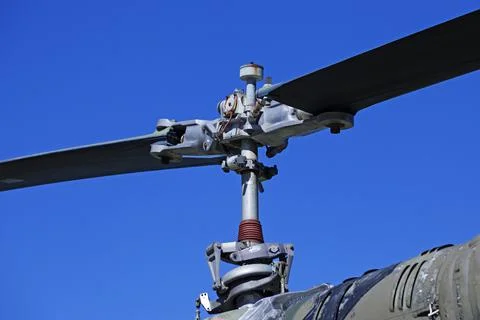 Rotor blade and part of engine for a military helicopter Stock Photos