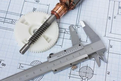 Rotor of electromotor and  drawing Stock Photos