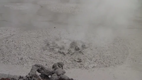 Rotorua mudpool bubbling Stock Footage 90211356